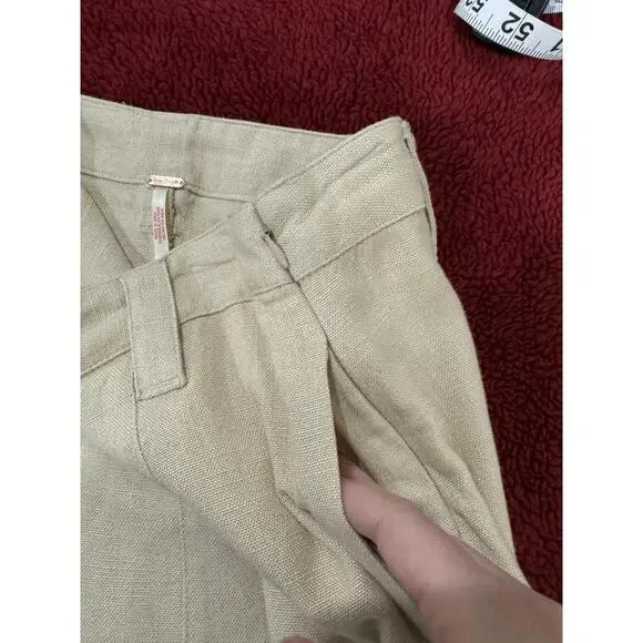 NWT Free People Can't Blame Me Linen Short Mini Skirt in Bleached Sand- Size 8 - Picture 7 of 9